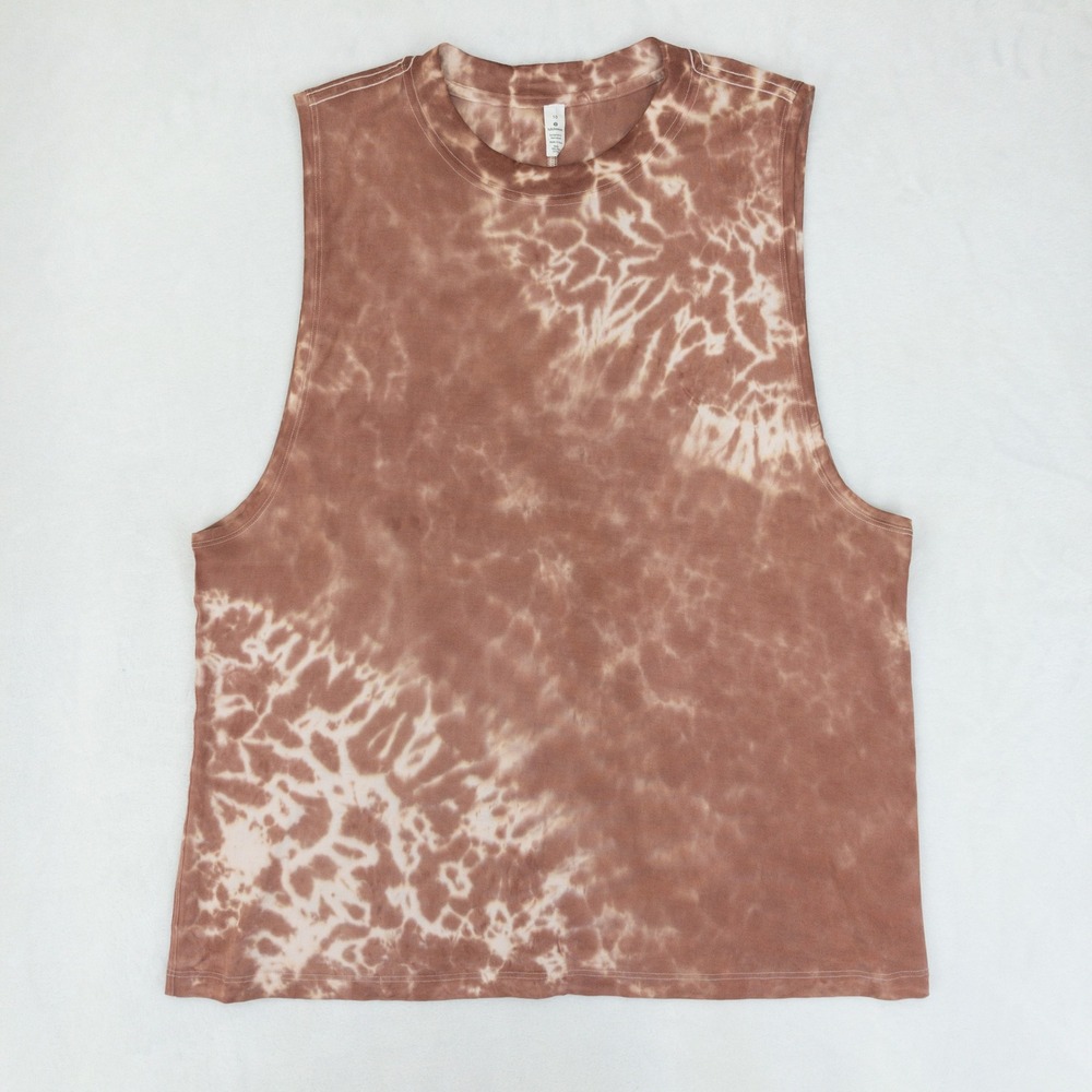Lululemon All Yours Tank Womens Size 10 Brown Tie Dye Pima Cotton Muscle Top
